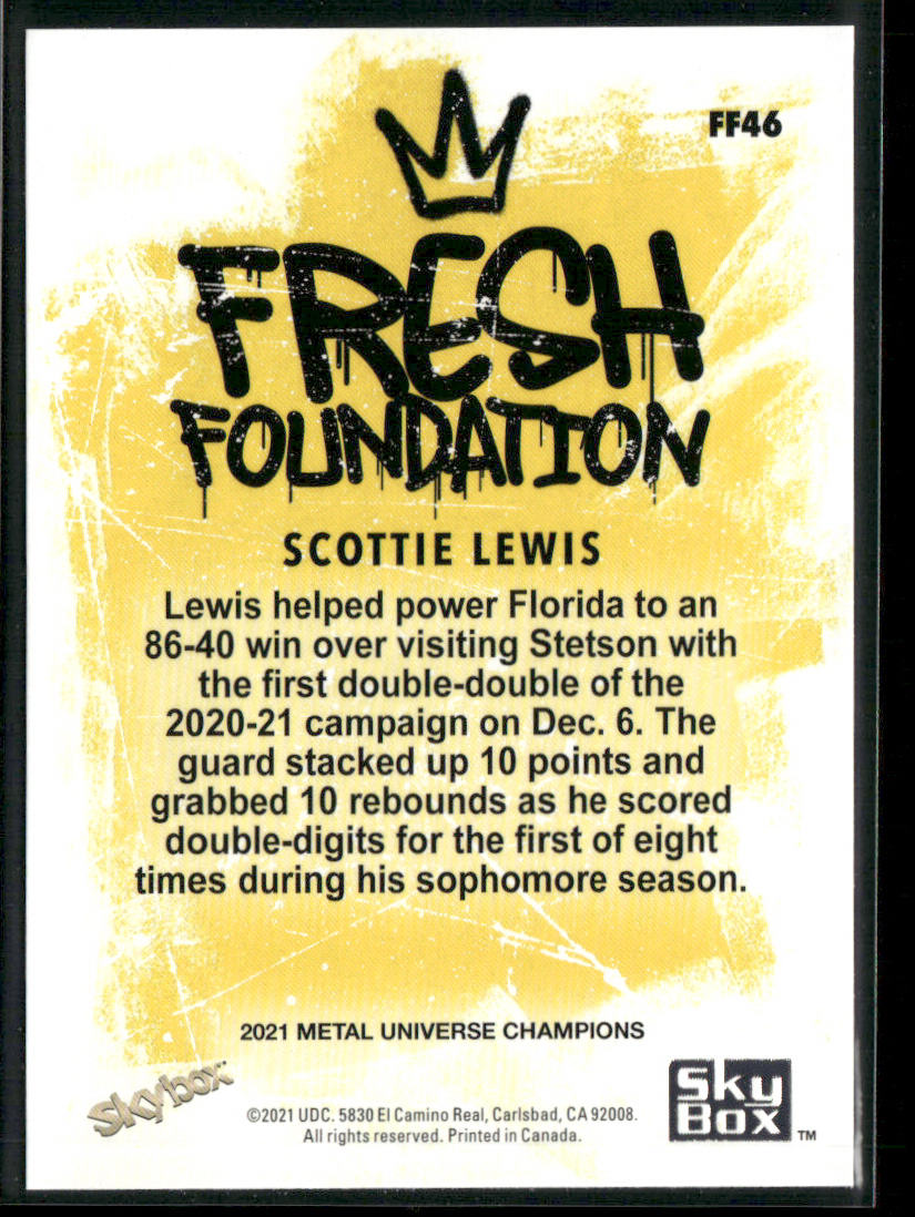 Scottie Lewis 2021 SkyBox Metal Universe Champions Fresh Foundation Copper #FF46 back