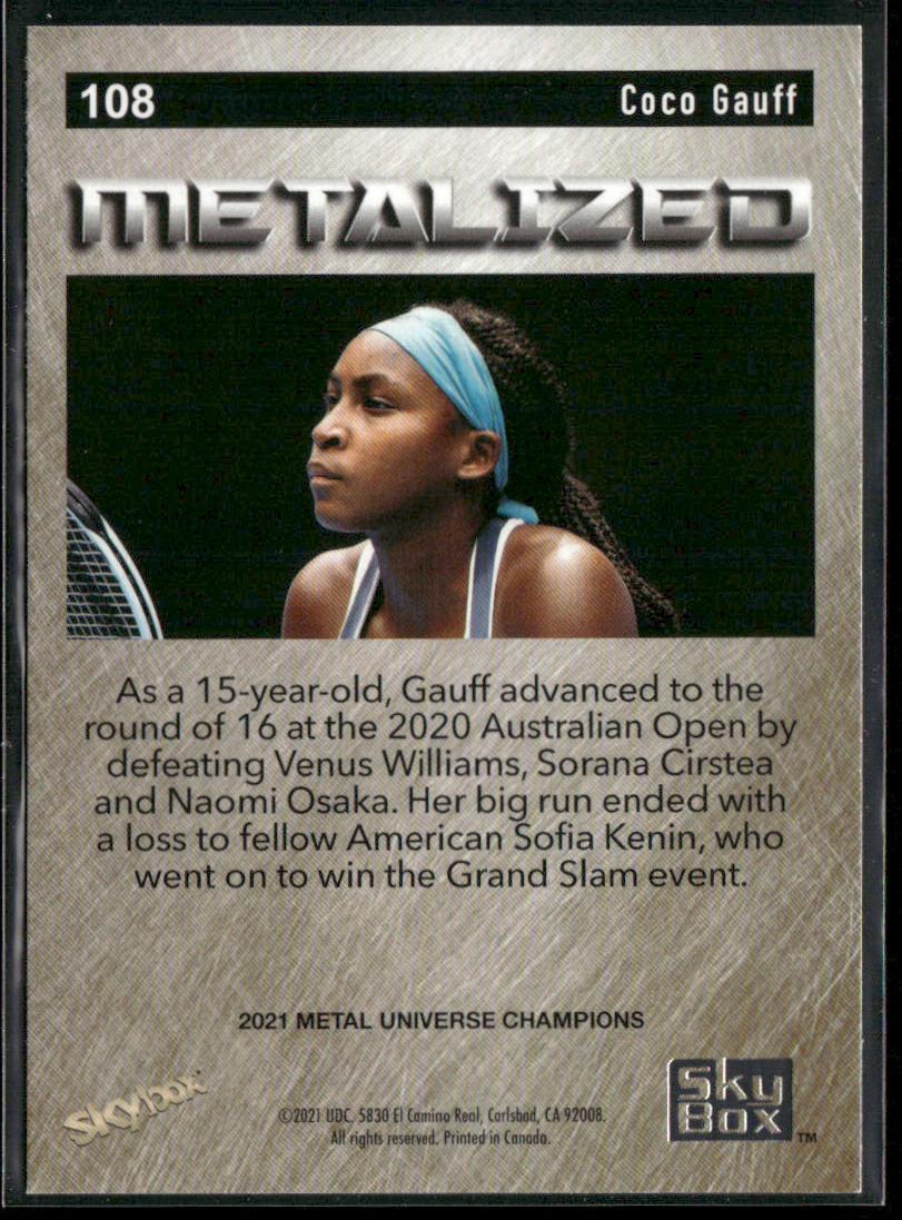 Coco Gauff 2021 SkyBox Metal Universe Champions #108
