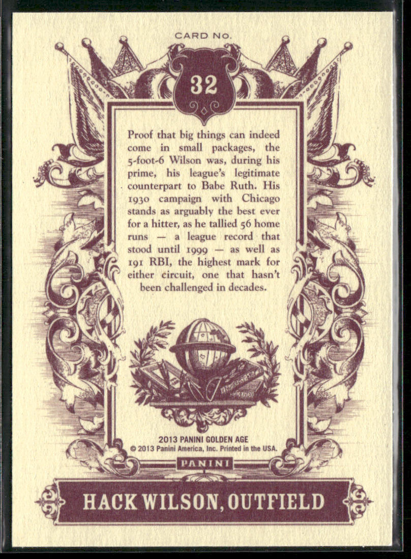 Hack Wilson 2013 Panini Golden Age #32a swinging bat Chicago Cubs