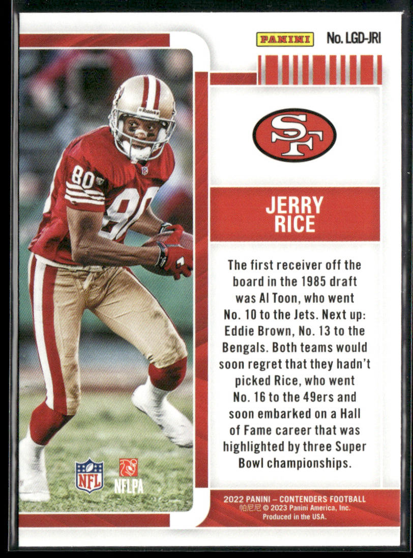 Jerry Rice 2022 Panini Contenders Legendary Contenders Emerald #LGD-JRI 49ers