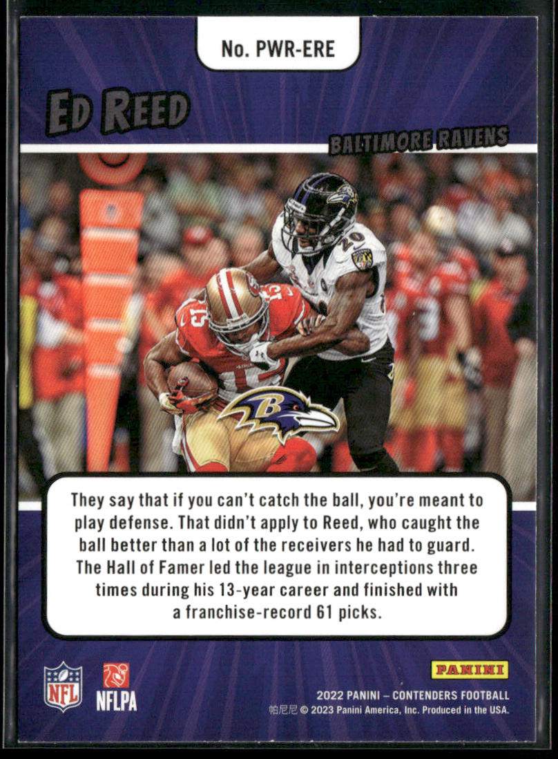 Ed Reed 2022 Panini Contenders Power Players Emerald #PWR-ERE Baltimore Ravens