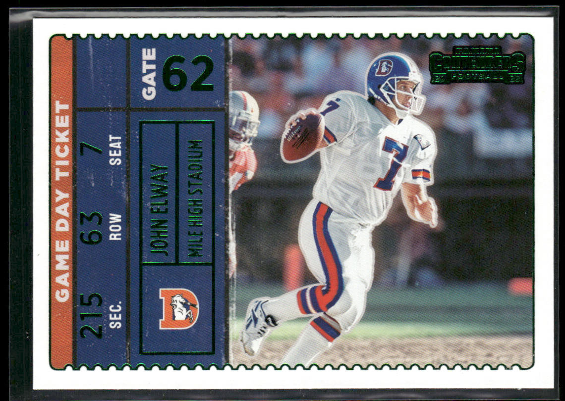 John Elway 2022 Panini Contenders Game Day Ticket Emerald #GDT-JEL