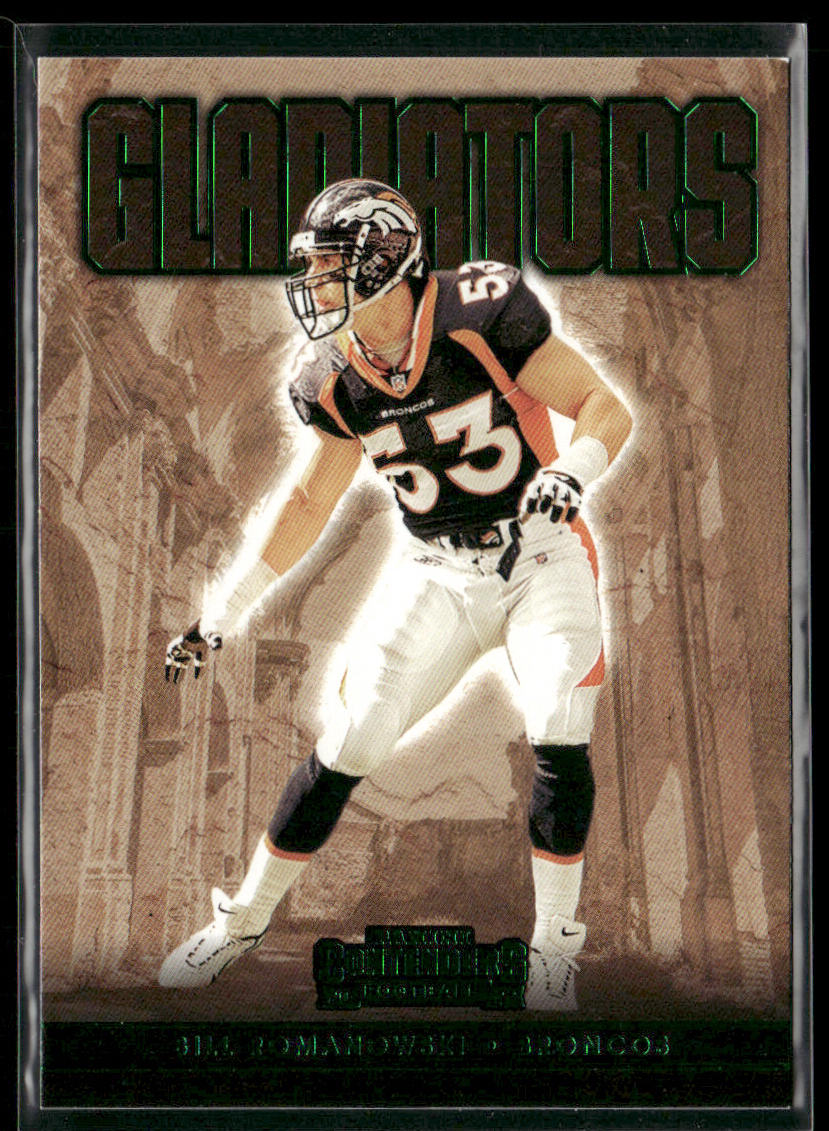 Bill Romanowski 2022 Panini Contenders Gladiators Emerald #GLD-BRO Broncos front