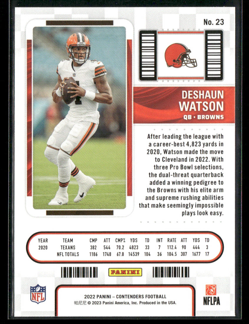 Deshaun Watson 2022 Panini Contenders #23 Cleveland Browns back
