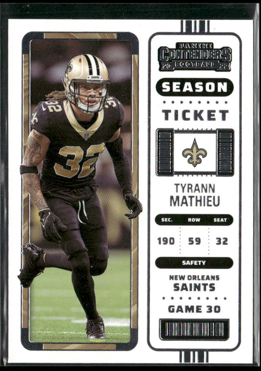 Tyrann Mathieu 2022 Panini Contenders #65 New Orleans Saints front