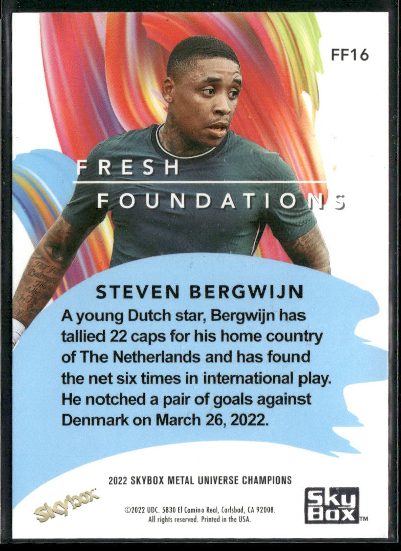 Steven Bergwijn 2022 SkyBox Metal Universe Champions Fresh Foundations #FF16