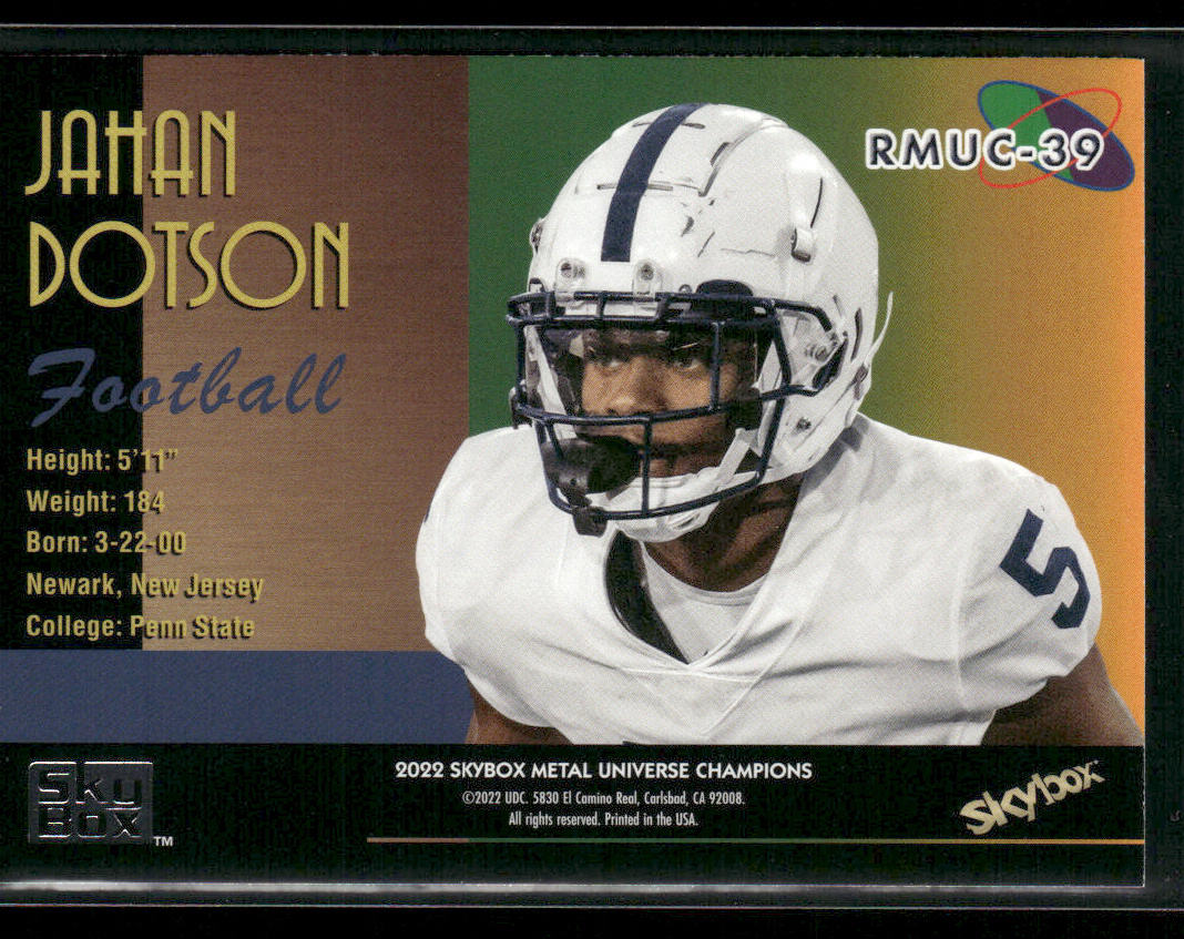Jahan Dotson 2022 1997-98 Retro Metal Universe Champions #RMUC-39 Nittany Lions