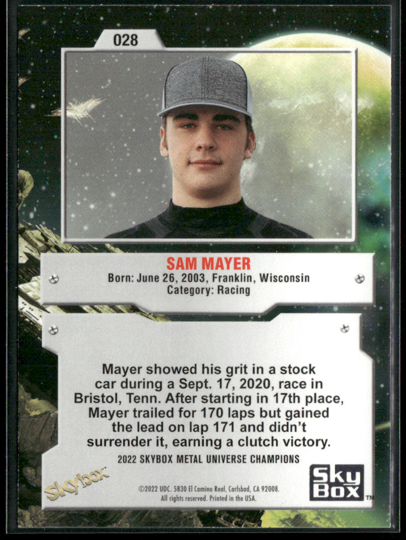 Sam Mayer 2022 SkyBox Metal Universe Champions #028 Boston Red Sox