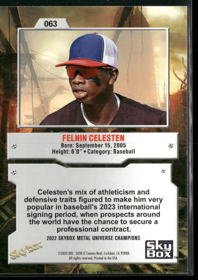 Felnin Celesten 2022 SkyBox Metal Universe Champions #063 back
