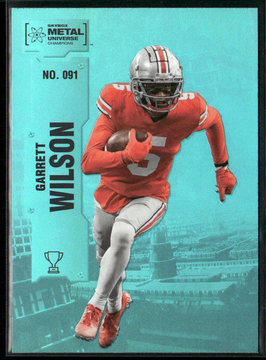 Garrett Wilson 2022 SkyBox Metal Universe Champions Aqua #091