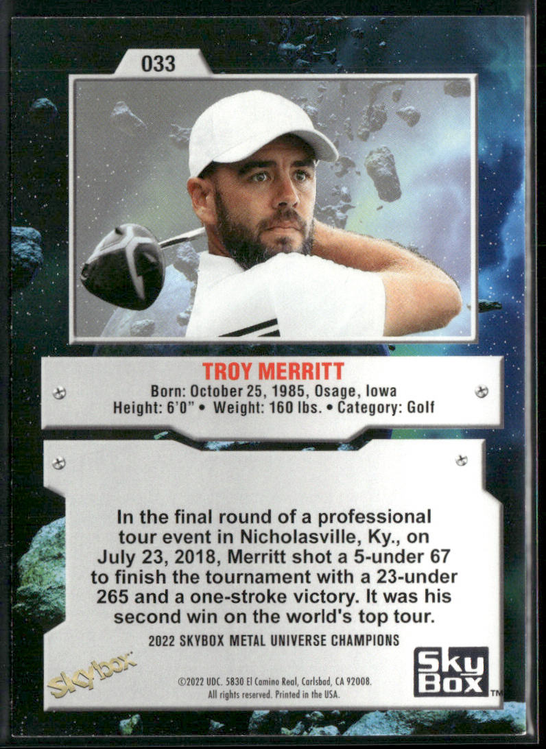 Troy Merritt 2022 SkyBox Metal Universe Champions #033 back