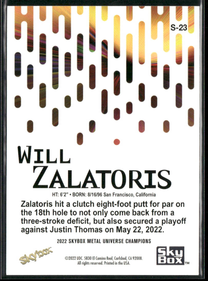 Will Zalatoris 2022 SkyBox Metal Universe Champions Skybox Premium #S-23