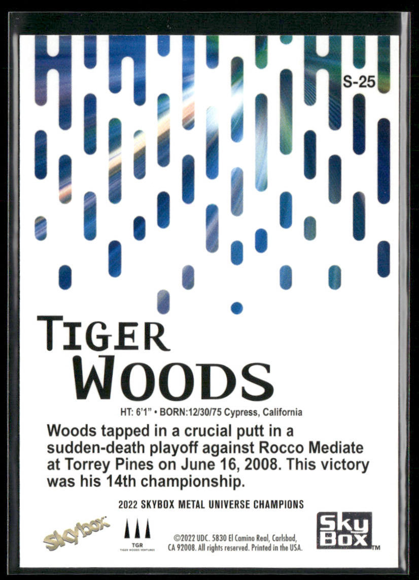Tiger Woods 2022 SkyBox Metal Universe Champions Skybox Premium #S-25 back