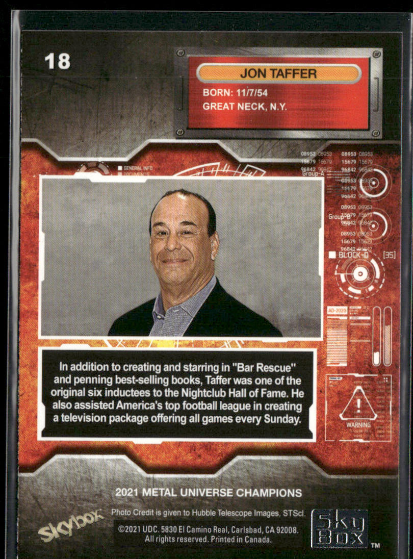Jon Taffer 2021 SkyBox Metal Universe Champions #18 back
