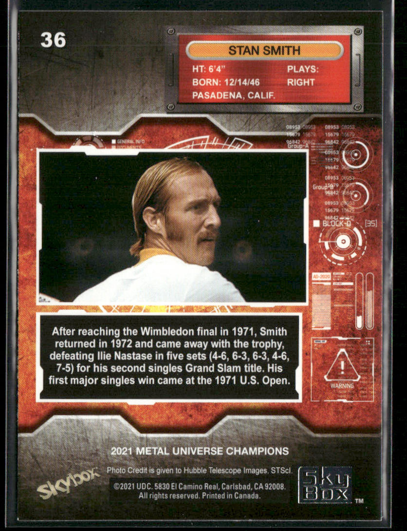 Stan Smith 2021 SkyBox Metal Universe Champions #36 back
