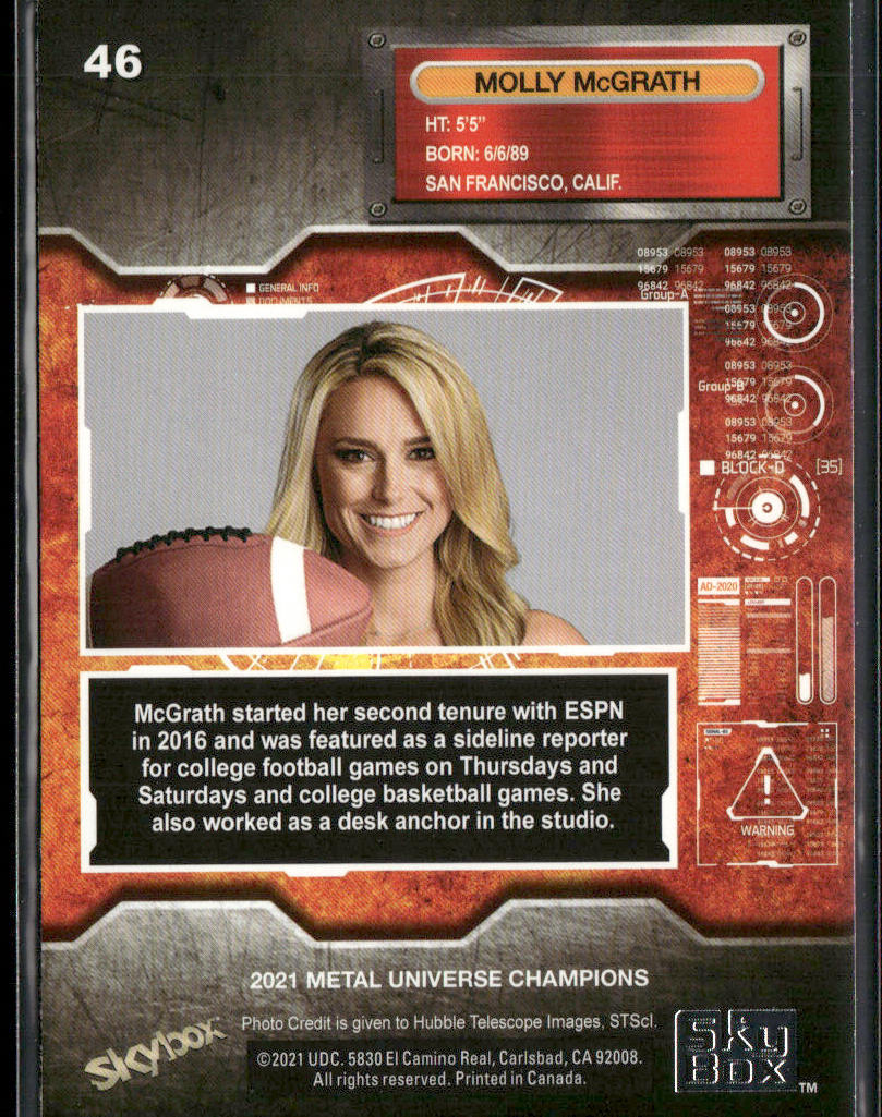 Molly McGrath 2021 SkyBox Metal Universe Champions Copper #46