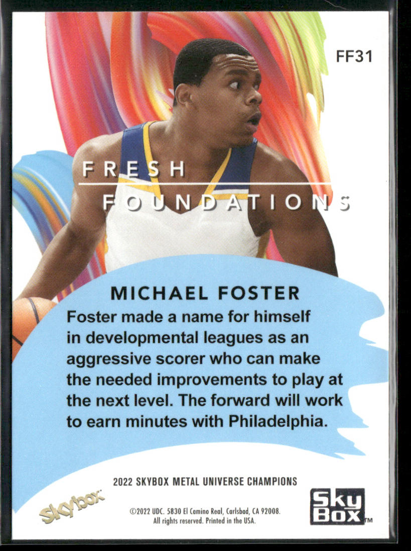 Michael Foster 2022 SkyBox Metal Universe Champions Fresh Foundations #FF31 back
