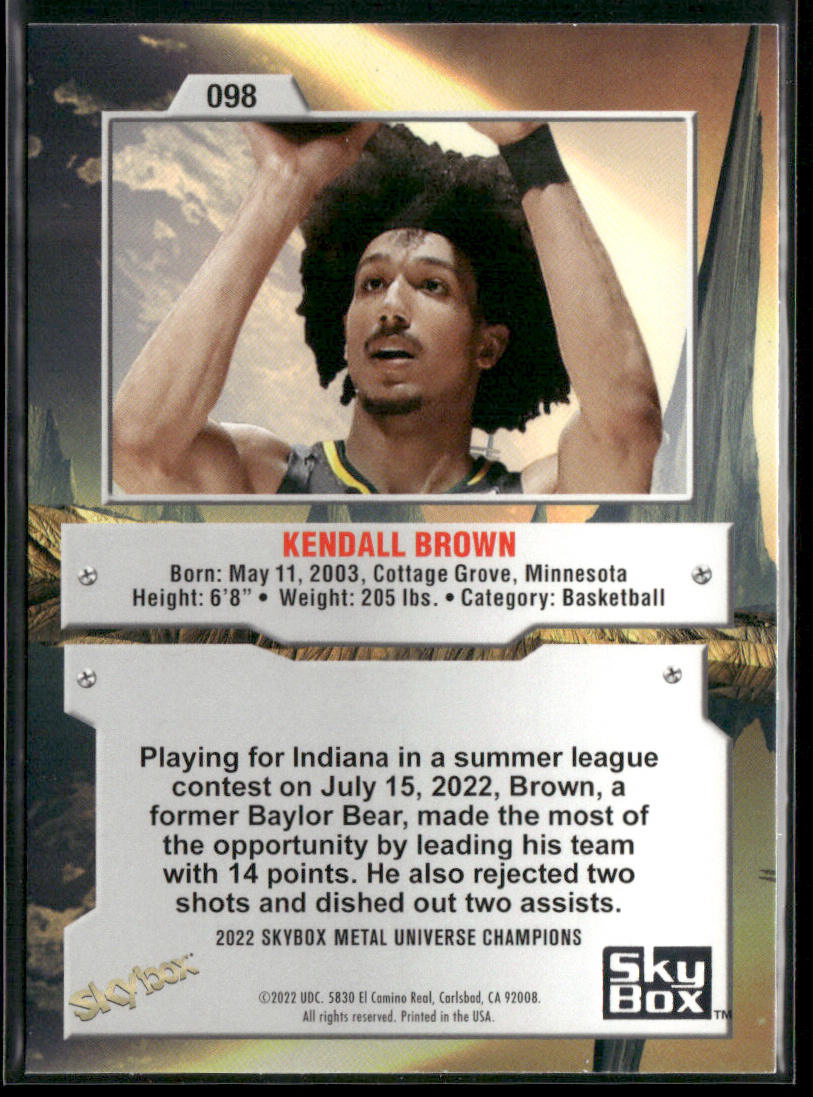 Kendall Brown 2022 SkyBox Metal Universe Champions Aqua #098