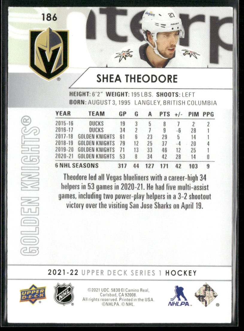 Shea Theodore 2021-22 Upper Deck #186 Vegas Golden Knights