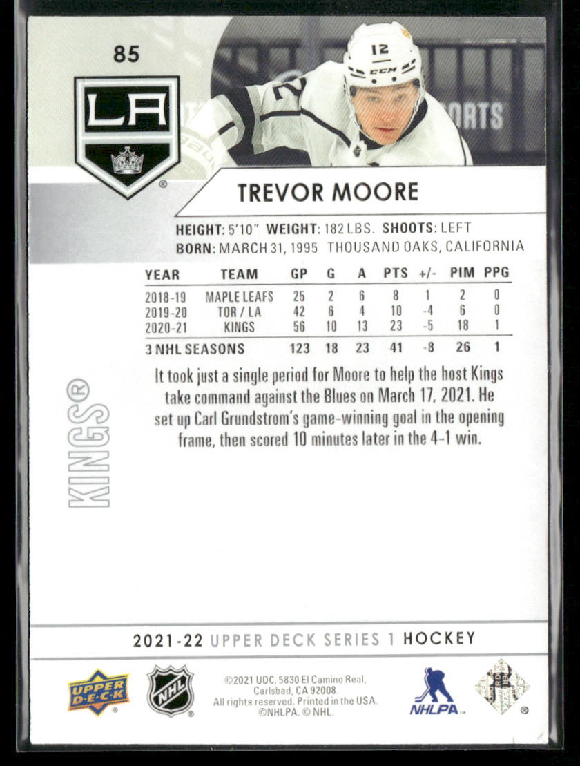 Trevor Moore 2021-22 Upper Deck #85 Los Angeles Kings