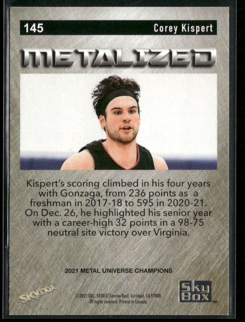 Corey Kispert 2021 SkyBox Metal Universe Champions #145