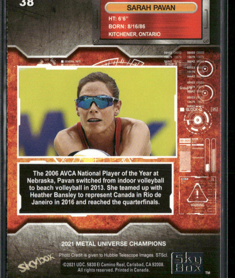 Sarah Pavan 2021 SkyBox Metal Universe Champions #38 back