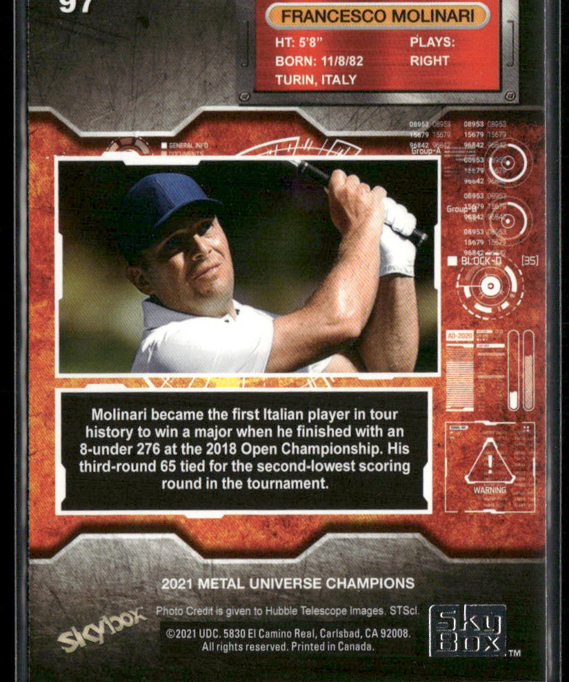 Francesco Molinari 2021 SkyBox Metal Universe Champions #97 New York Yankees
