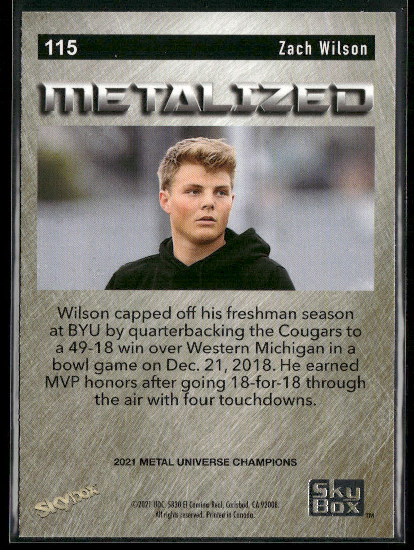 Zach Wilson 2021 SkyBox Metal Universe Champions #115