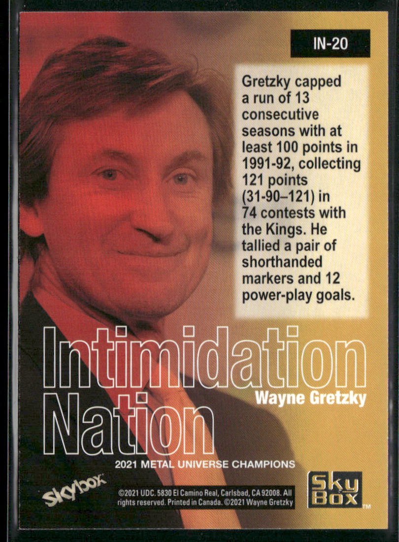 Wayne Gretzky 2021 SkyBox Metal Universe Champions Intimidation Nation #IN-20