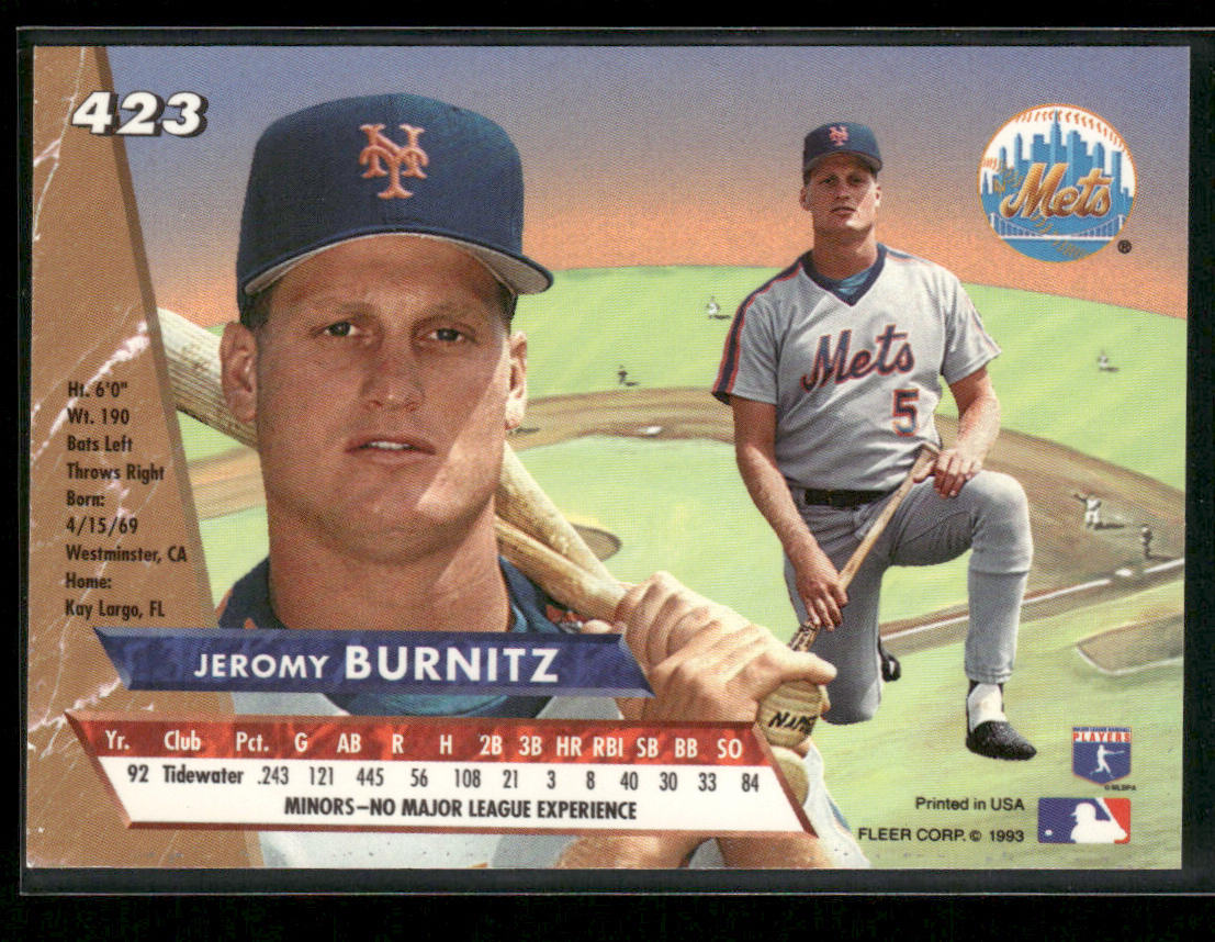 Jeromy Burnitz 1993 Ultra #423 New York Mets