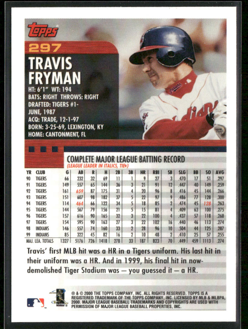 Travis Fryman 2000 Topps #297 Cleveland Indians