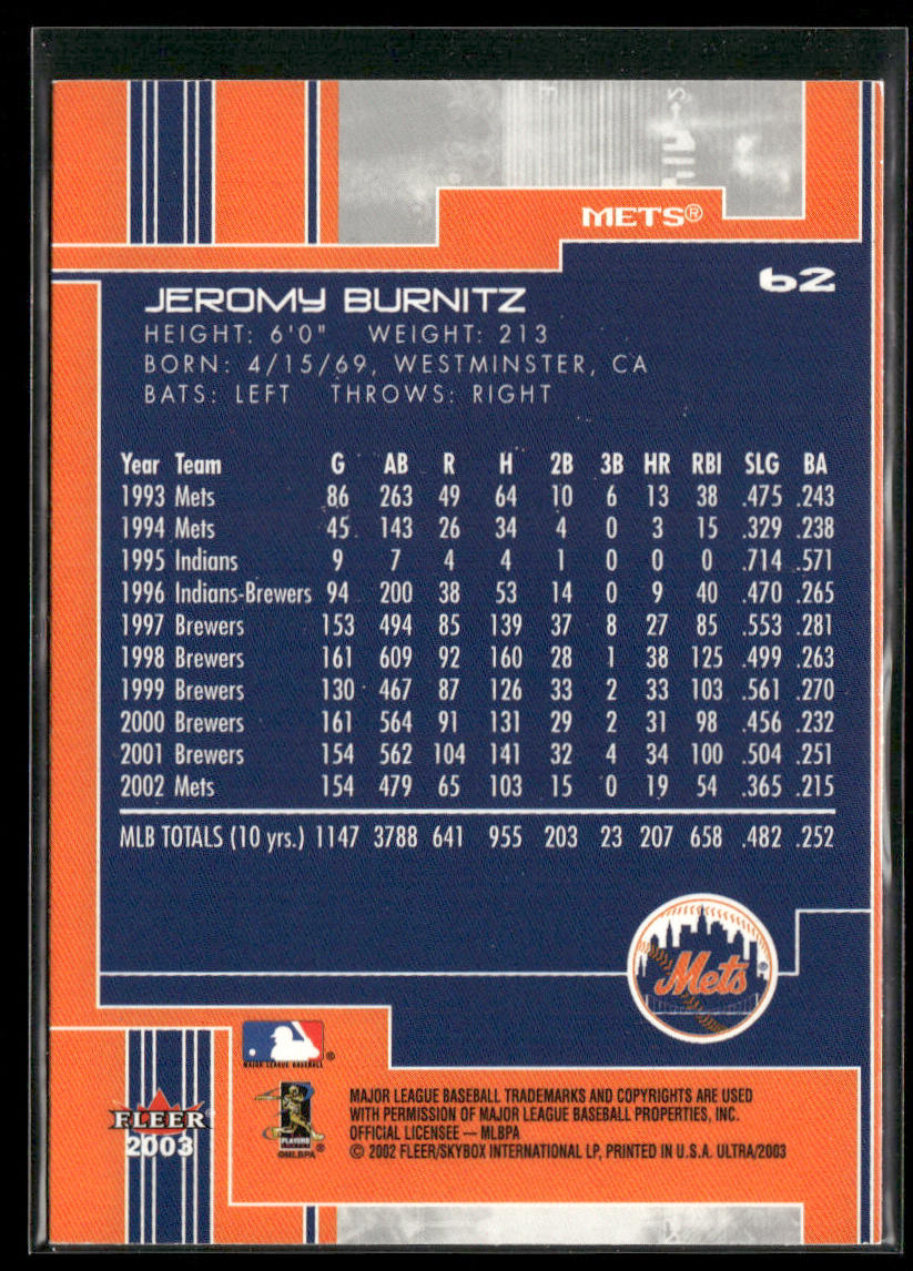 Jeromy Burnitz 2003 Ultra #62 New York Mets