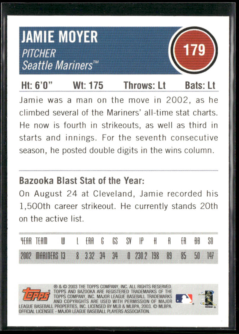 Jamie Moyer 2003 Bazooka #179 Seattle Mariners