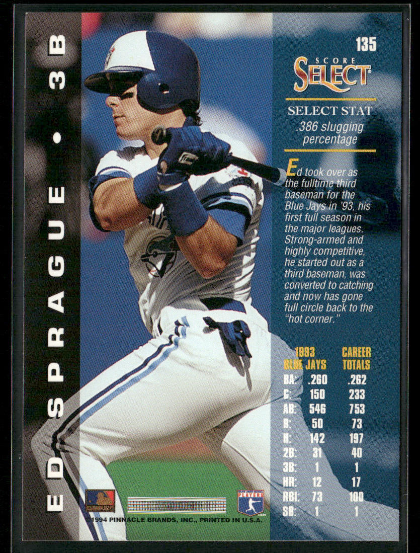Ed Sprague 1994 Select #135 Toronto Blue Jays