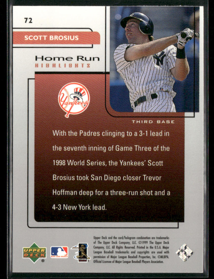 Scott Brosius 1999 Upper Deck Challengers for 70 #72 New York Yankees
