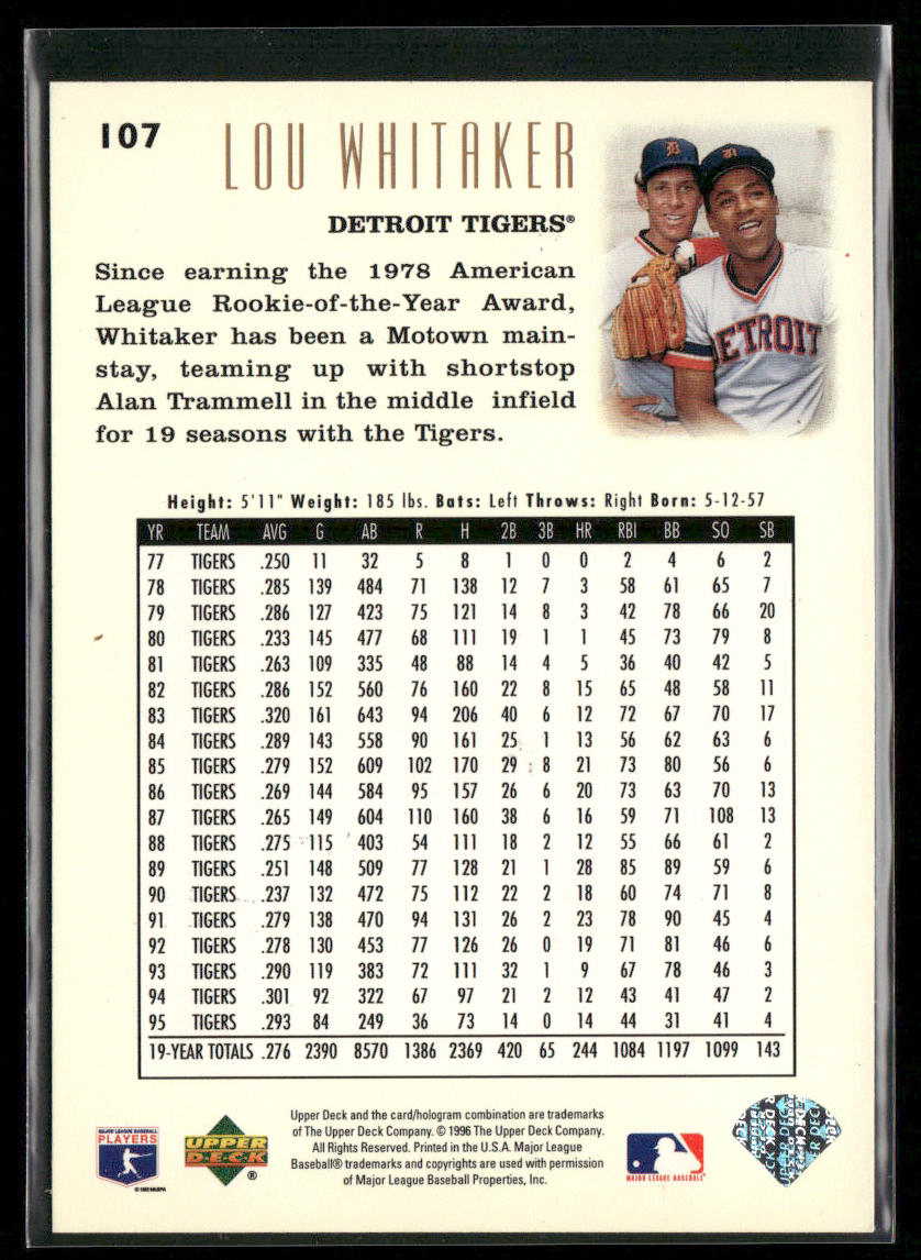 Lou Whitaker 1996 Upper Deck #107 Detroit Tigers