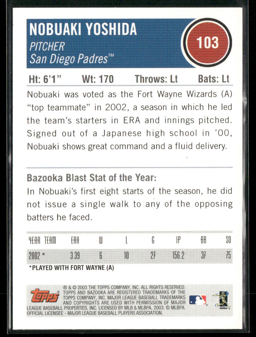 Nobuaki Yoshida 2003 Bazooka #103b Padres