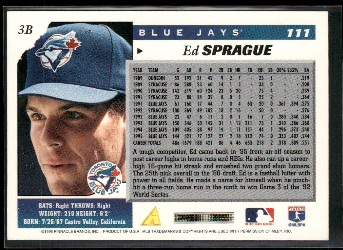Ed Sprague 1996 Score #111 Toronto Blue Jays