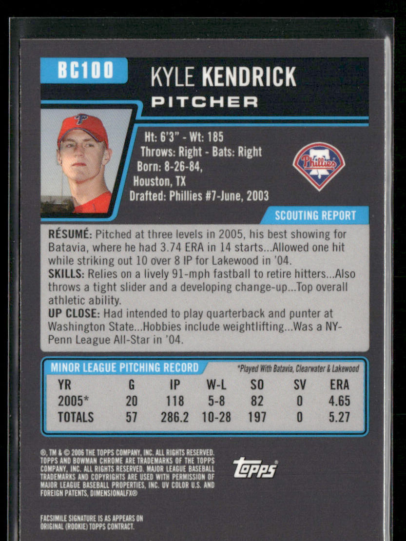Kyle Kendrick 2006 Bowman Chrome Prospects #BC100 Philadelphia Phillies