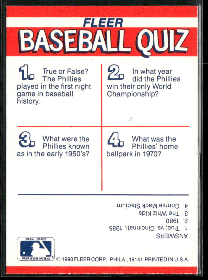 Philadelphia Phillies 1990 Fleer Team Stickers #NNO Philadelphia Phillies