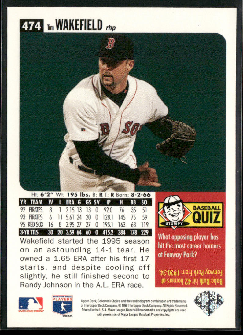 Tim Wakefield 1996 Collector's Choice #474 Boston Red Sox
