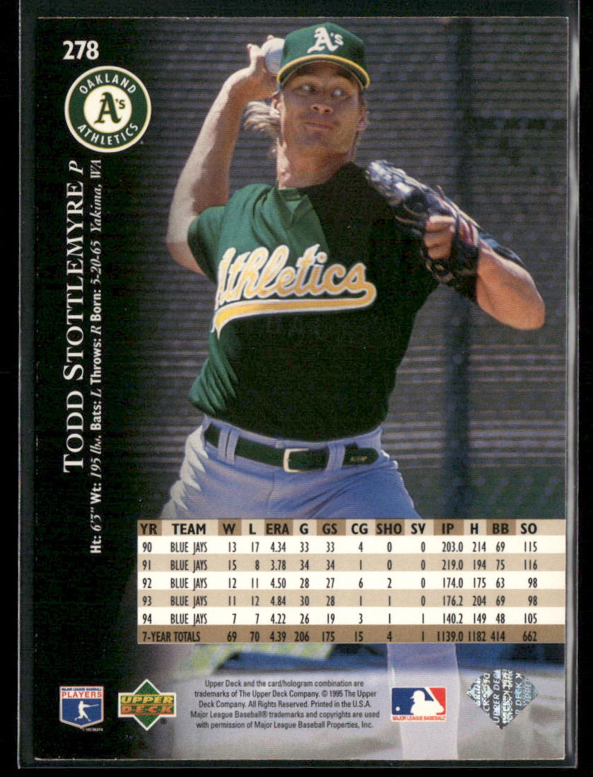 Todd Stottlemyre 1995 Upper Deck #278 Oakland Athletics