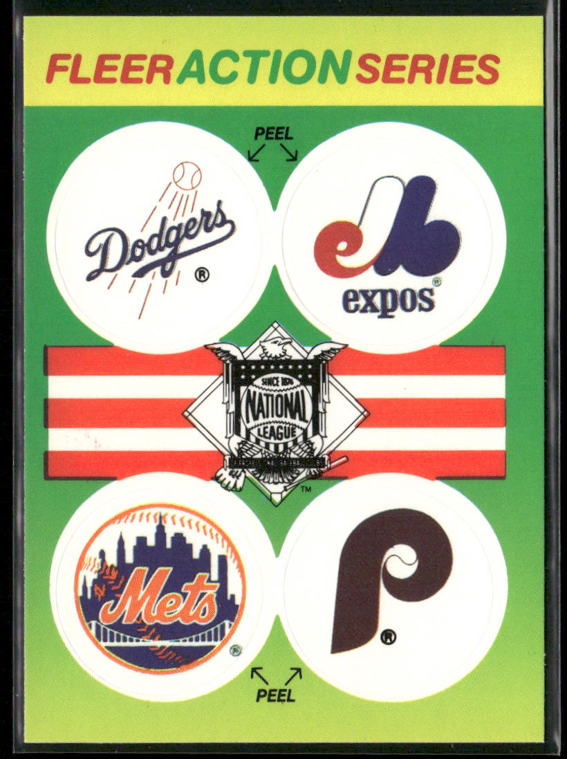 NL: Dodgers / Expos / Mets / Phillies 1990 Fleer Action Series Team Stickers #