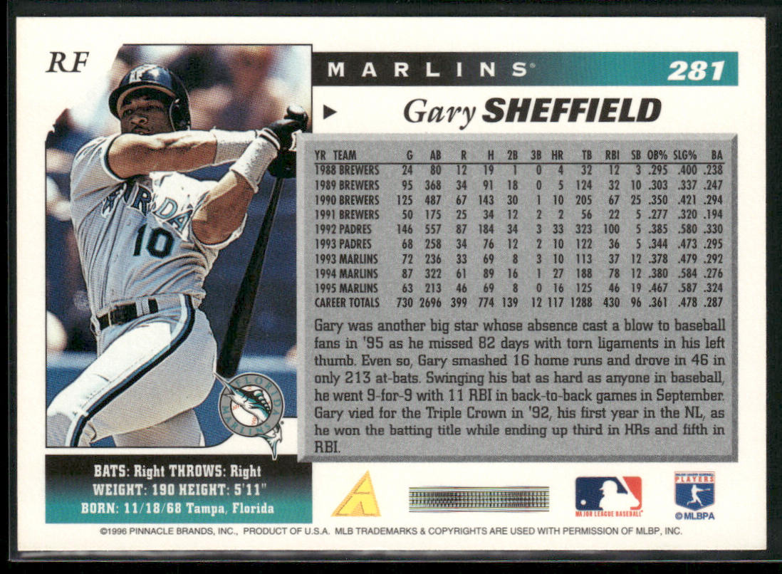 Gary Sheffield 1996 Score #281 Florida Marlins