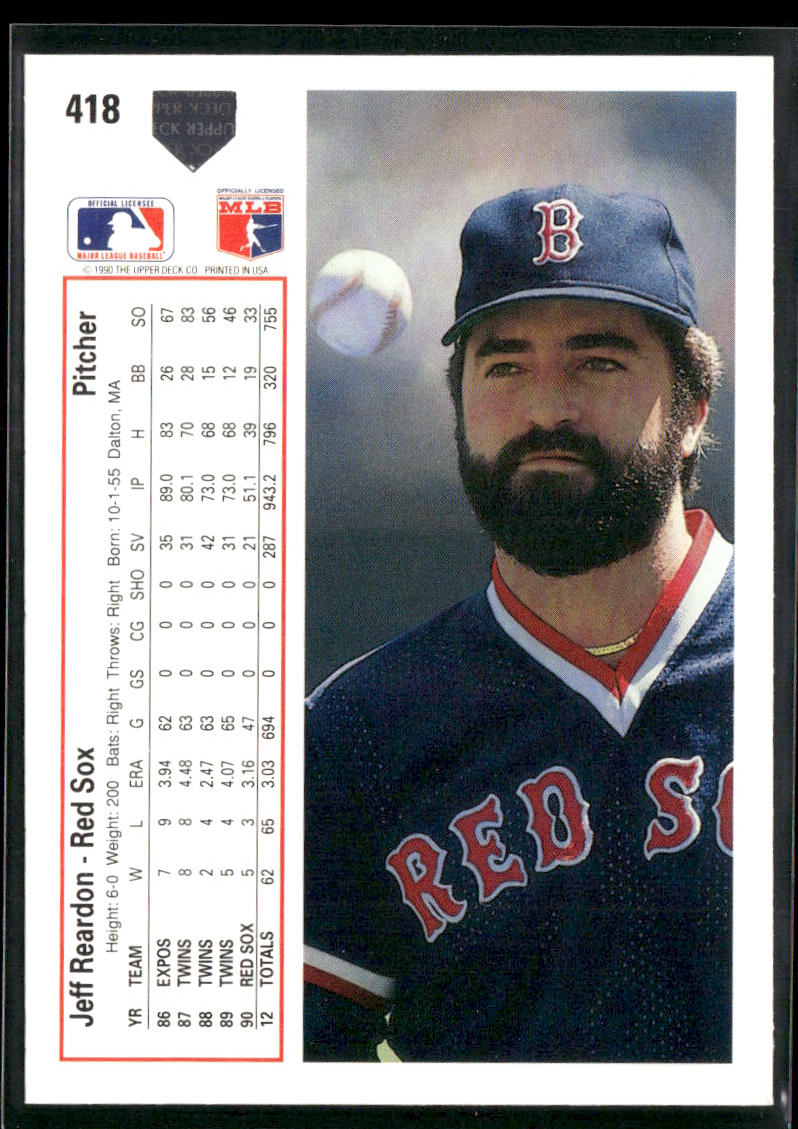 Jeff Reardon 1991 Upper Deck #418b Boston Red Sox