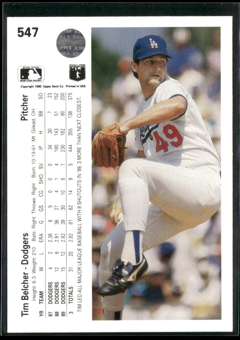 Tim Belcher 1990 Upper Deck #547 Los Angeles Dodgers