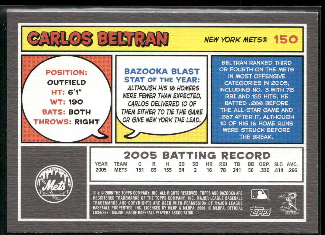 Carlos Beltran 2006 Bazooka #150 New York Mets