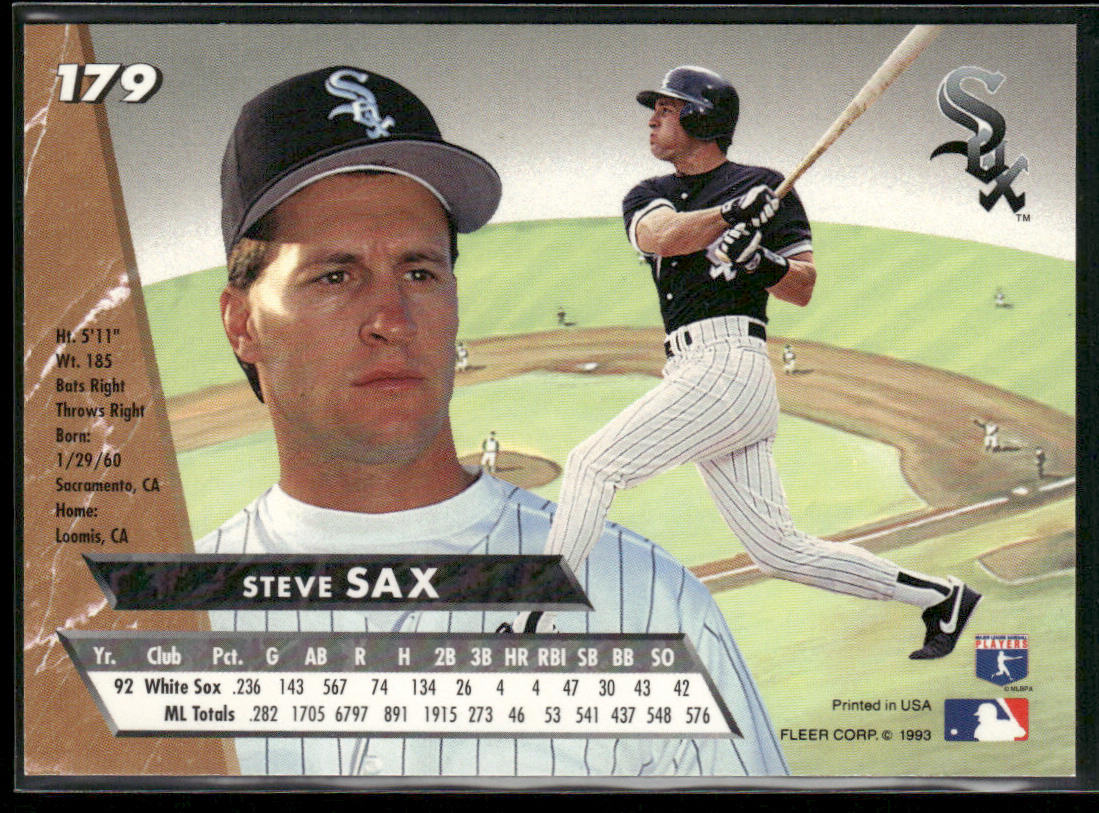 Steve Sax 1993 Ultra #179 Chicago White Sox