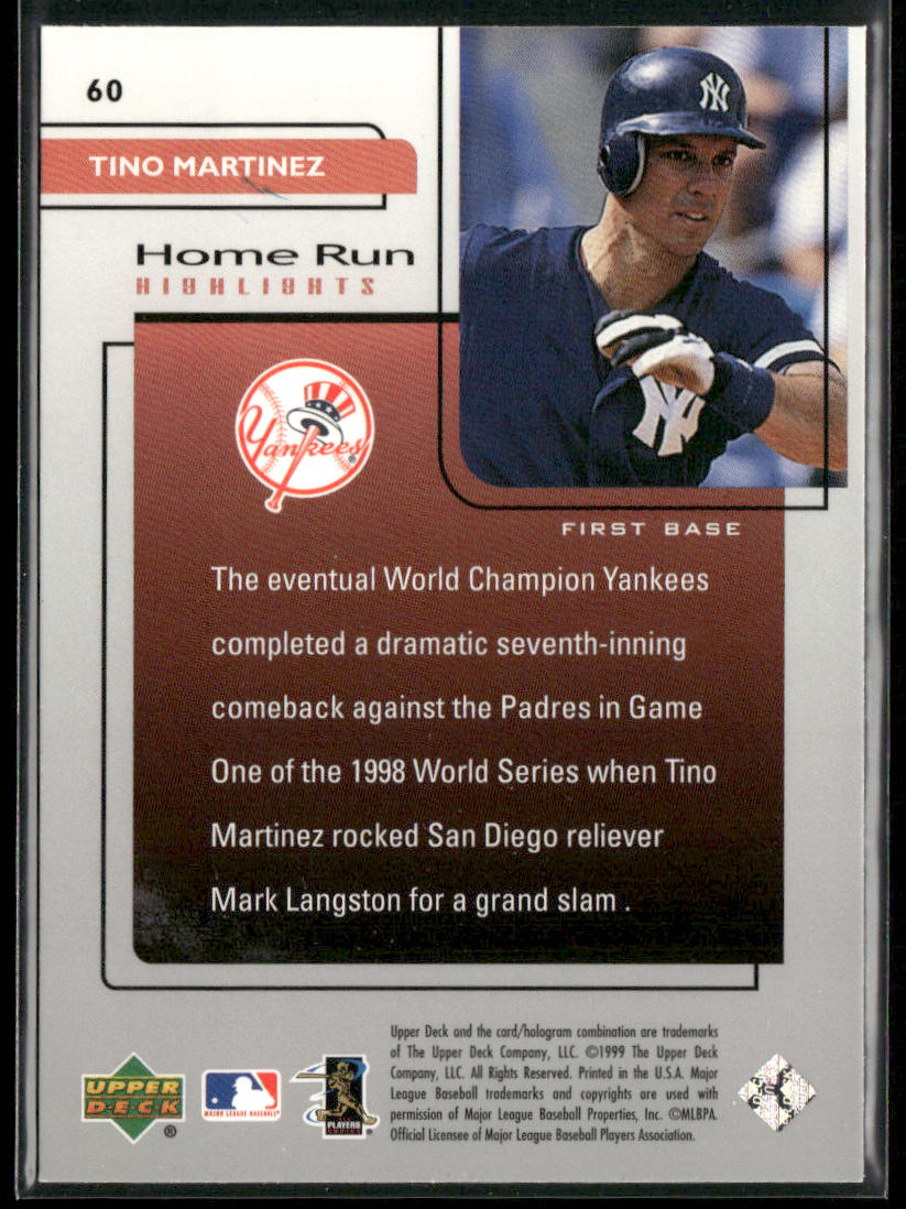 Tino Martinez 1999 Upper Deck Challengers for 70 #60 New York Yankees