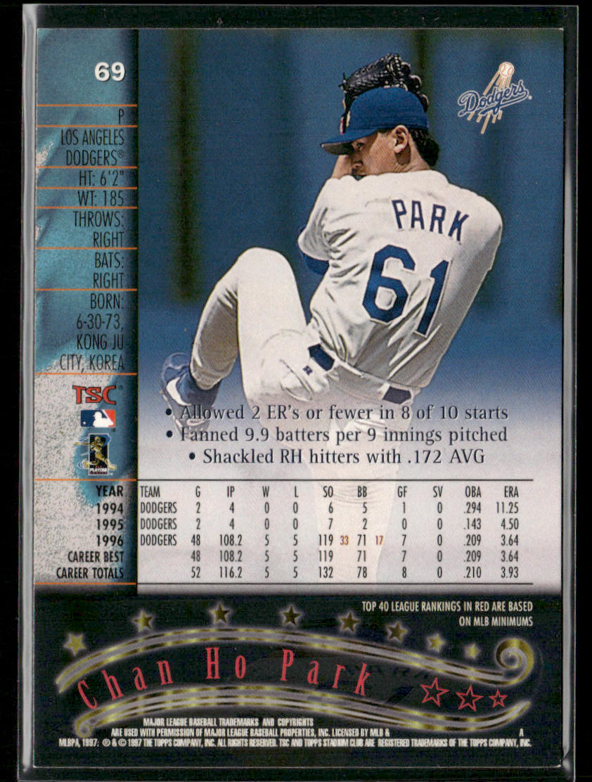 Chan Ho Park 1997 Stadium Club #69 Los Angeles Dodgers